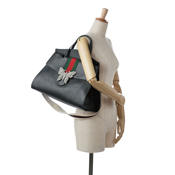 Auth Gucci Large Linea Totem Black Calf #146704G18B - Picture 10 of 11